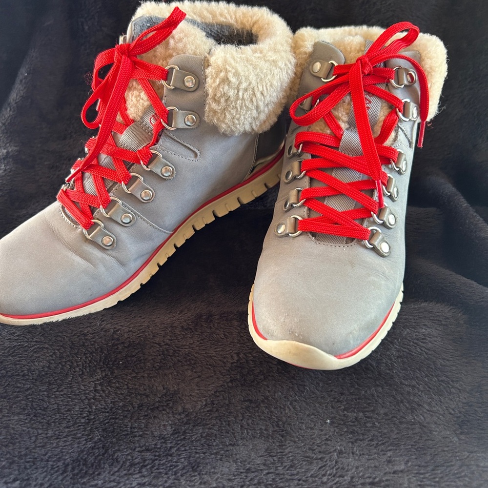 Women's Cole Haan Zerogrand Waterproof Hike Sherling/Suede Boots Size 7B